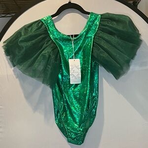 Vibrant Green Dance Costume with Tutu Elegance